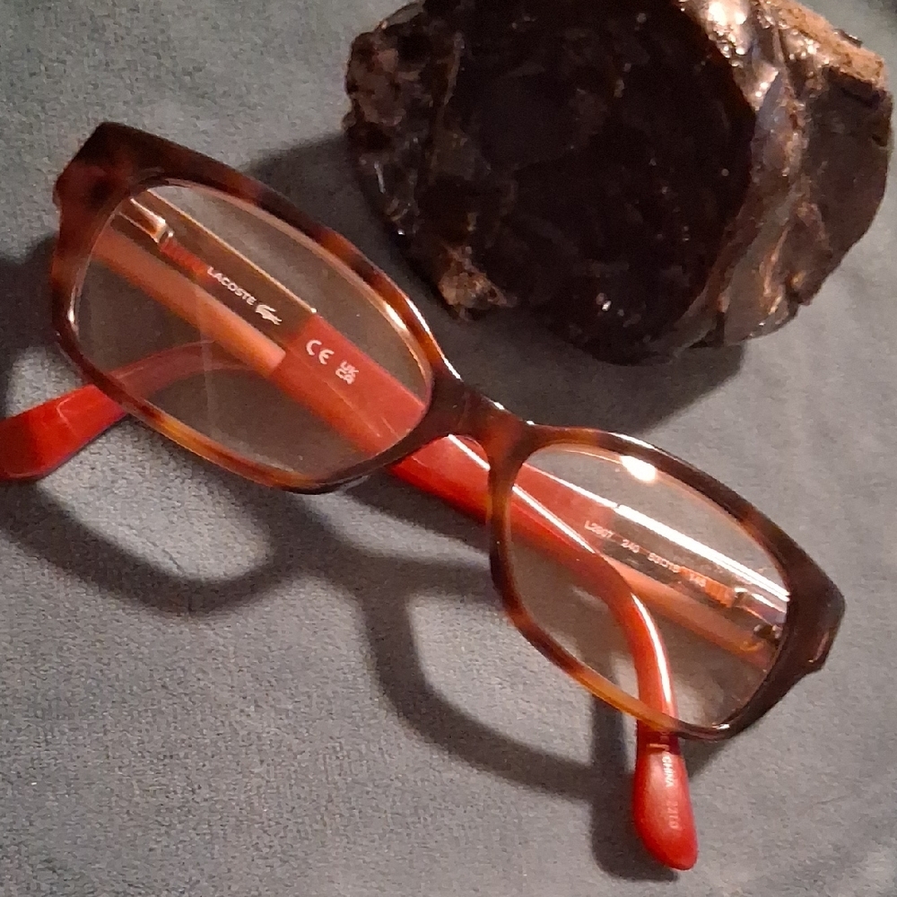 Lacoste Red and Brown Tortise Frames With Gold Accents